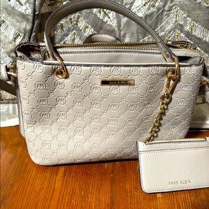 Anne Klein Cream Satchel with Gold Hardware